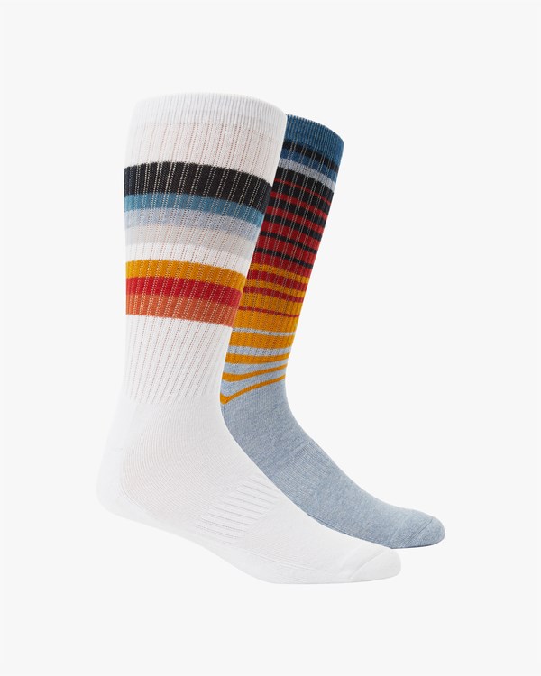 Billabong 2 Pack Faded Stripe Crew Socks Blancas | YFQJLT592