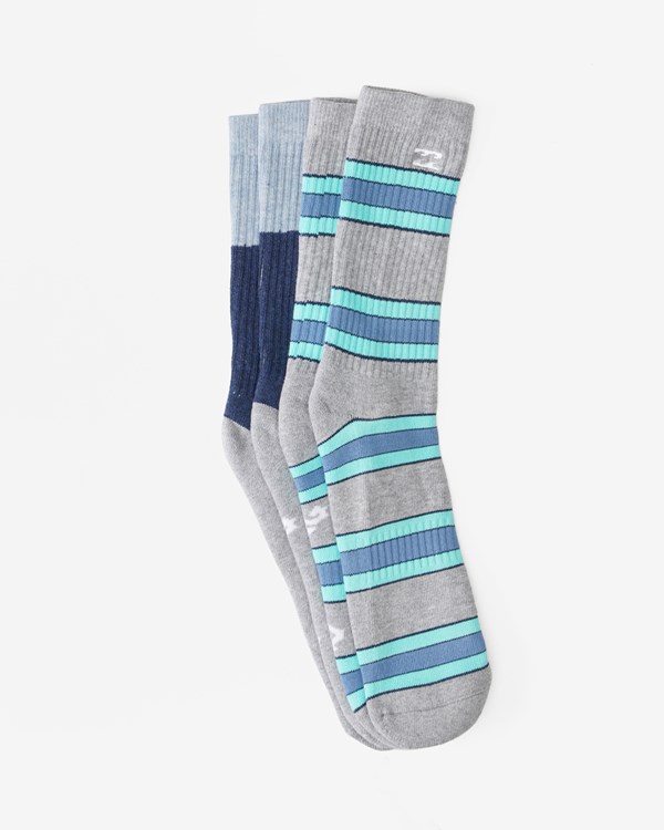 Billabong 2-Pack Stripe Crew Socks Gris Claro | CVIJKB964