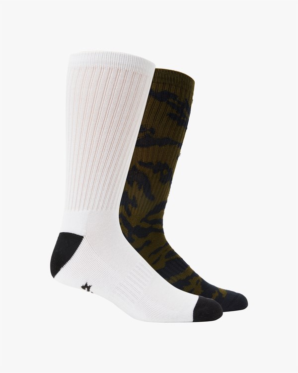 Billabong 2 Pack Zebra Block Crew Socks Verde Oliva | BENWAP804