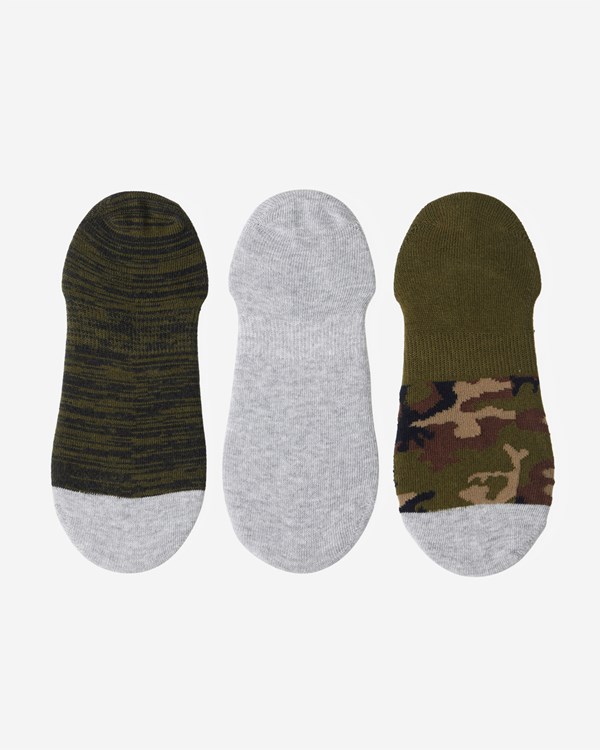 Billabong 3-Pack Camo No-Show Socks Verde | JLVWCH837