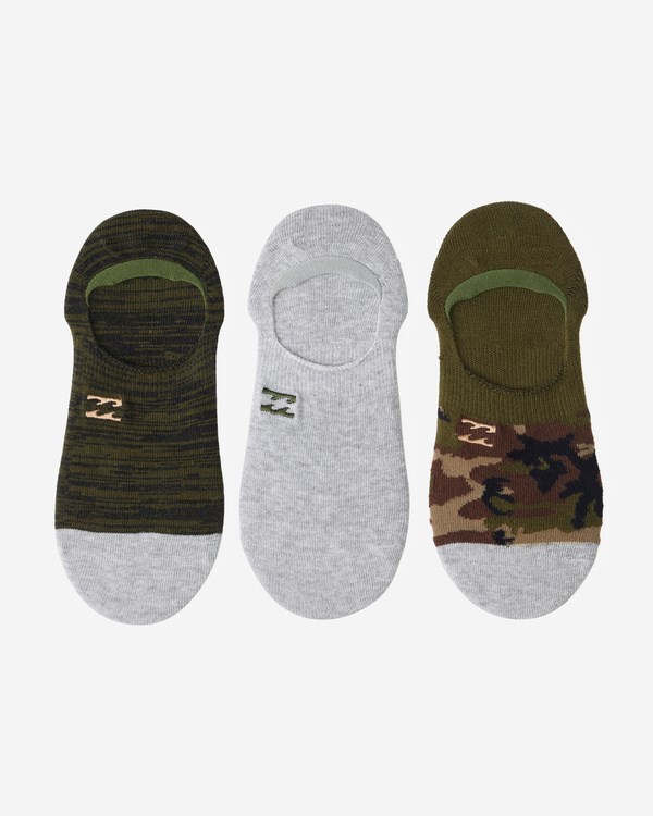 Billabong 3-Pack Camo No-Show Socks Verde | JLVWCH837