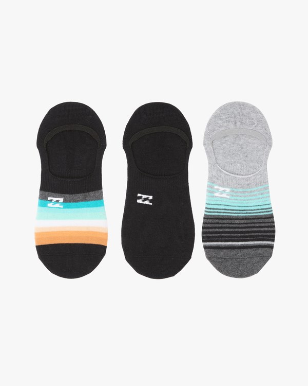 Billabong 3 Pack Faded Stripe No-Show Socks Negras | SIYGZL432