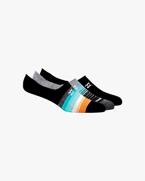 Billabong 3 Pack Faded Stripe No-Show Socks Negras | SIYGZL432