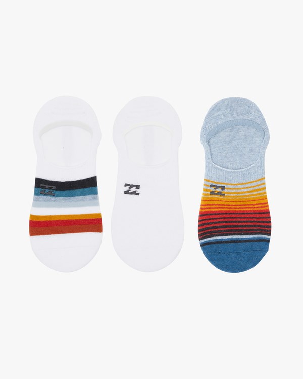 Billabong 3 Pack Faded Stripe No-Show Socks Blancas | WZTKOD941