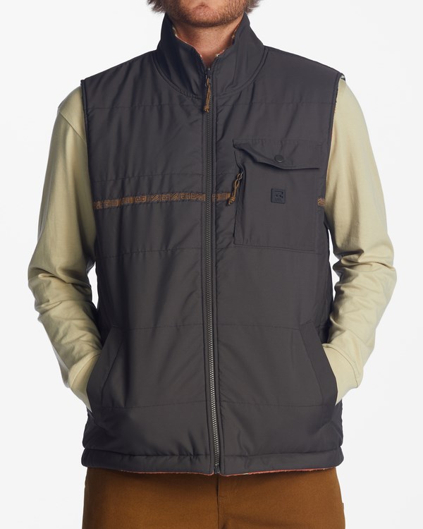 Billabong A/Div Trail Reversible Full-Zip Vest Raven | DWBQYA709