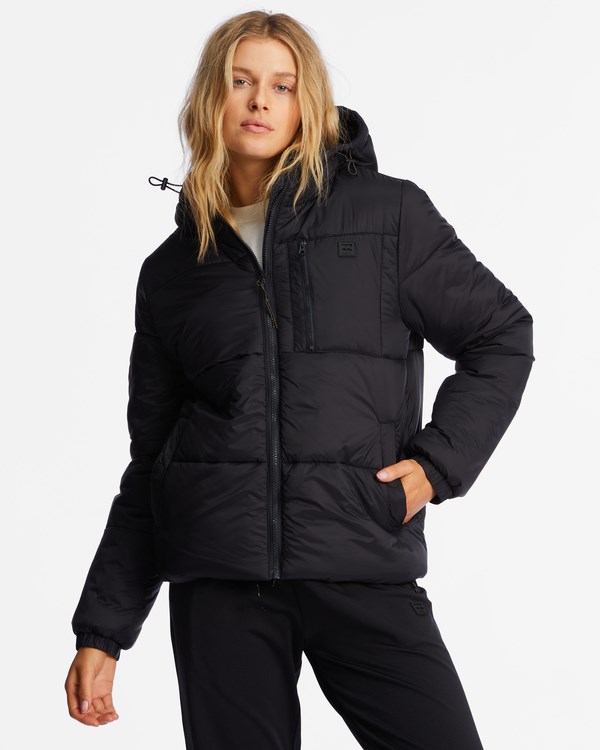 Billabong A/Div Transport Puffer 3 Encapuchado Zip-Up Jacket Negras | SVBAZC049