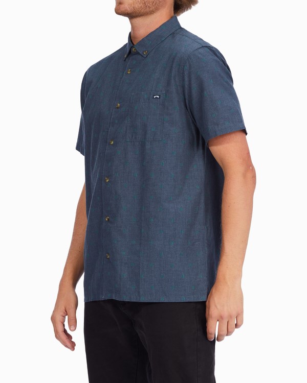 Billabong All Day Jacquard Organic Corta Sleeve Shirt Azul Marino | LECDXW967