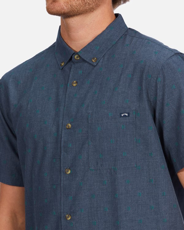 Billabong All Day Jacquard Organic Corta Sleeve Shirt Azul Marino | LECDXW967