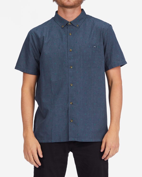 Billabong All Day Jacquard Organic Corta Sleeve Shirt Azul Marino | LECDXW967