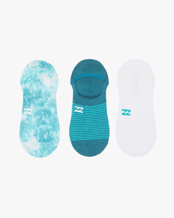 Billabong All Day Tie-Dye No-Show Socks Teal | OAHFXT892