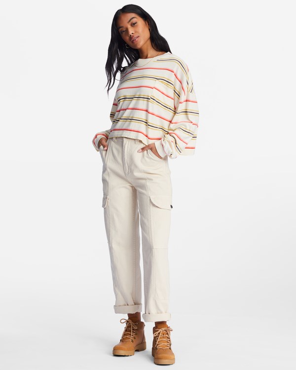 Billabong Beach Boyfriend Boxy Long Sleeve T-Shirt Blancas | ENKWHS603