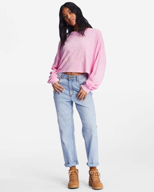 Billabong Beach Boyfriend Long Sleeve Crop Top Rosas | LTHDOP725