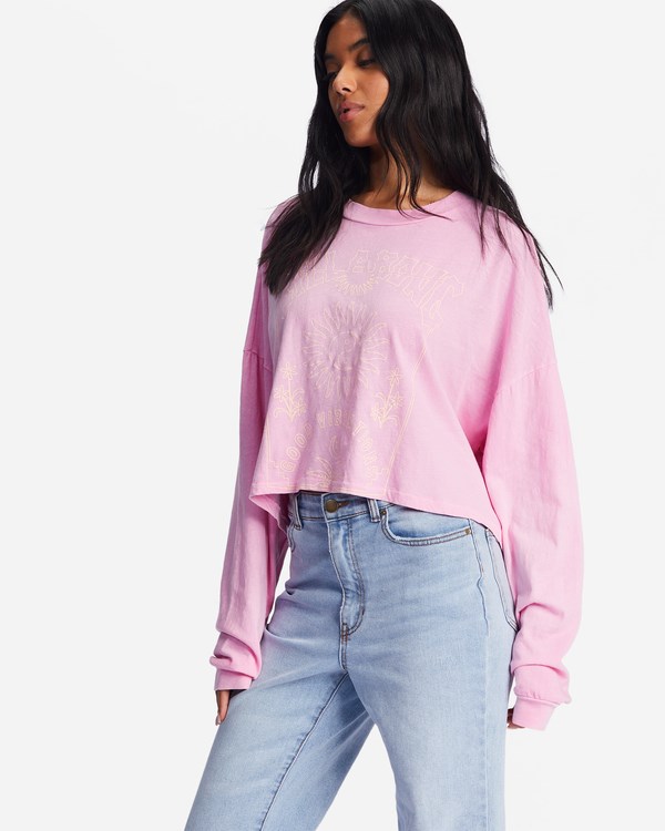 Billabong Beach Boyfriend Long Sleeve Crop Top Rosas | LTHDOP725