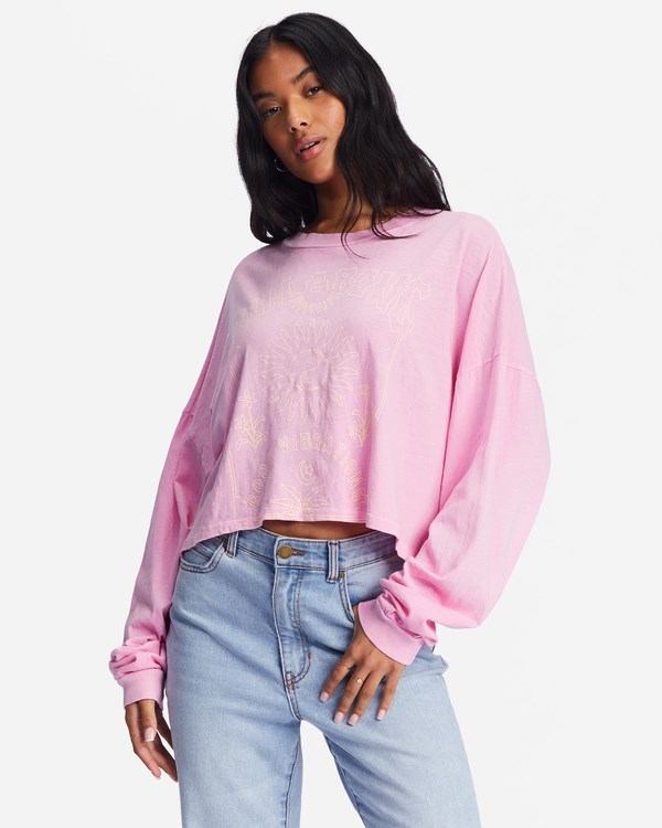 Billabong Beach Boyfriend Long Sleeve Crop Top Rosas | LTHDOP725