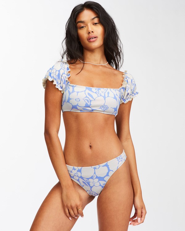 Billabong Beyond The Blue Puff Sleeve Crop Bikini Top Salt Crystal | XSEMTU784