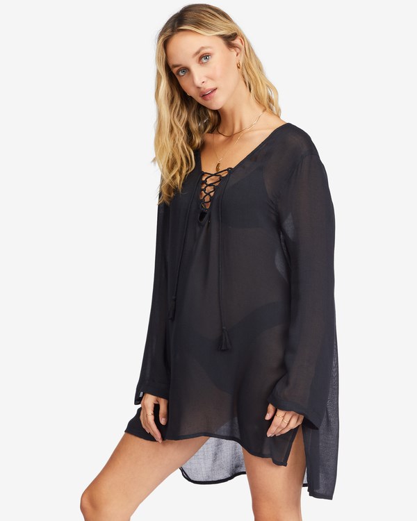 Billabong Blue Skies Gauze Beach Cover-Up Negras | FKSWCP134