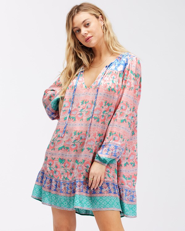 Billabong Boho Babe Long Sleeve Babydoll Vestido Multi | WATKCN859