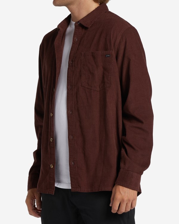 Billabong Bowie Long Sleeve Corduroy Shirt Port | RWVQBE634