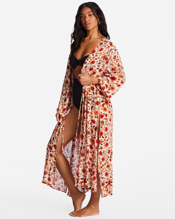 Billabong Cosmic Dreamer Kimono Beach Cover-Up Blancas | JAUNDF407