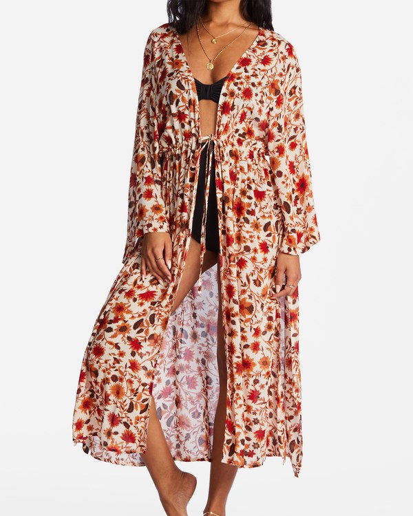 Billabong Cosmic Dreamer Kimono Beach Cover-Up Blancas | JAUNDF407