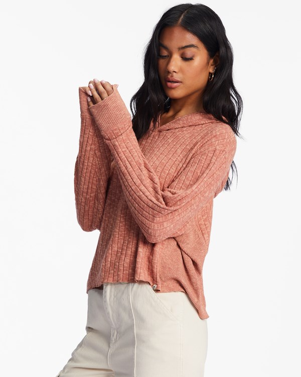 Billabong Cozy Falls Encapuchado Long Sleeve Top Chocolate | FBADSR905