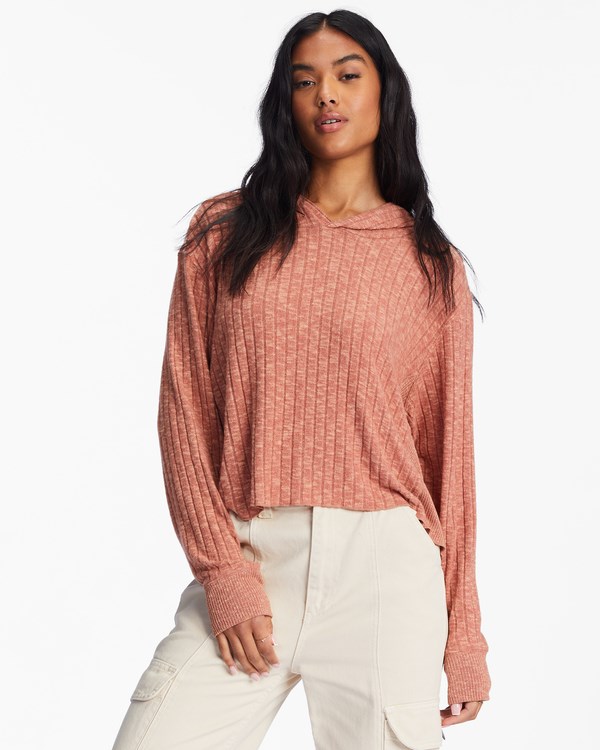 Billabong Cozy Falls Encapuchado Long Sleeve Top Chocolate | FBADSR905