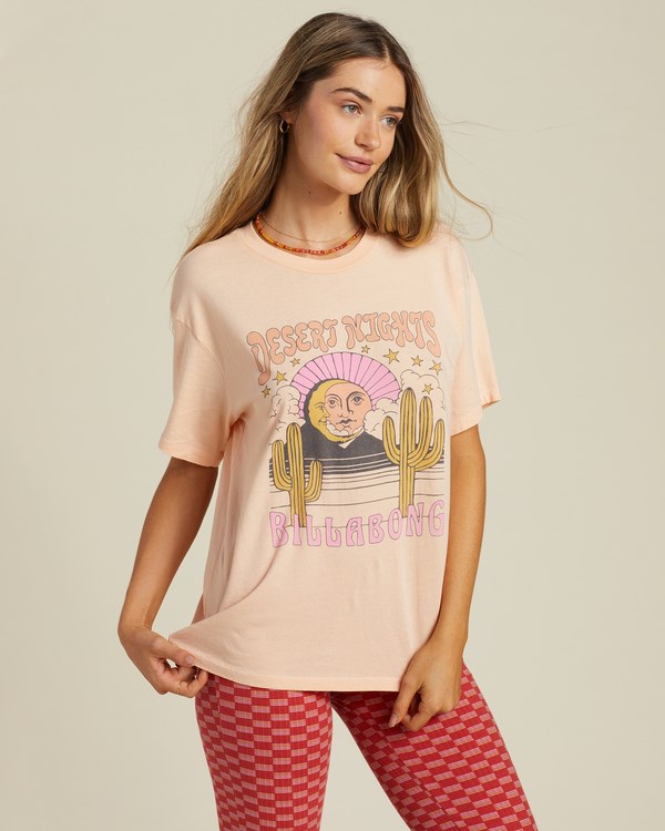 Billabong Desert Nights Estampadas Boyfriend T-Shirt Soft Peach | TZBQJG785