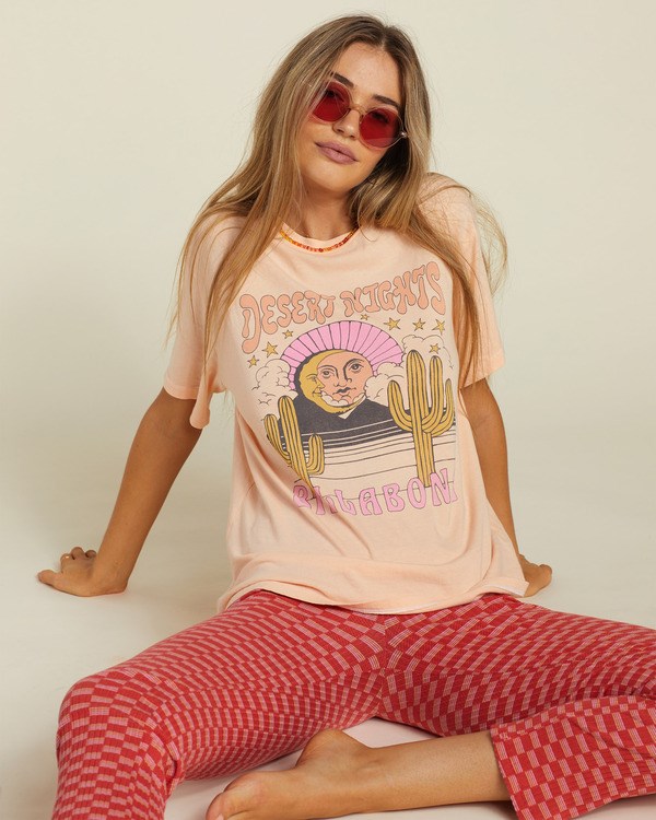 Billabong Desert Nights Estampadas Boyfriend T-Shirt Soft Peach | TZBQJG785