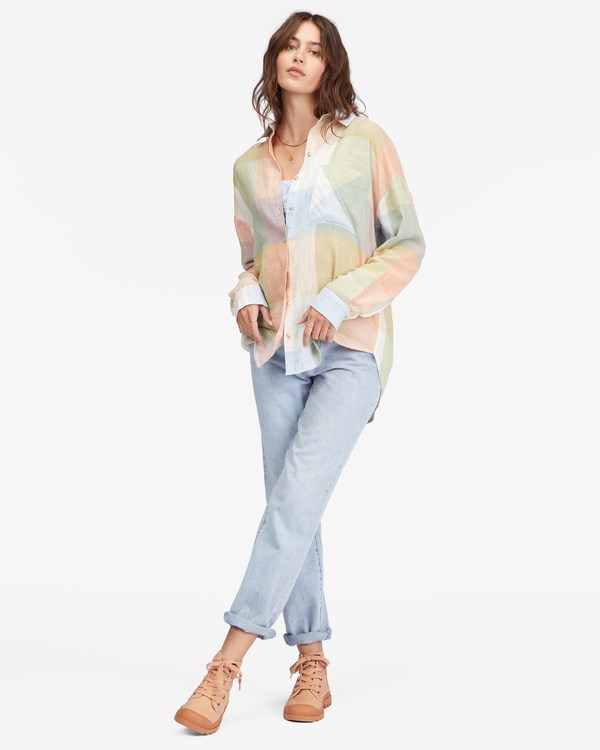 Billabong Easy Breezy Long Sleeve Button-Up Shirt Multi | LQWKSE583