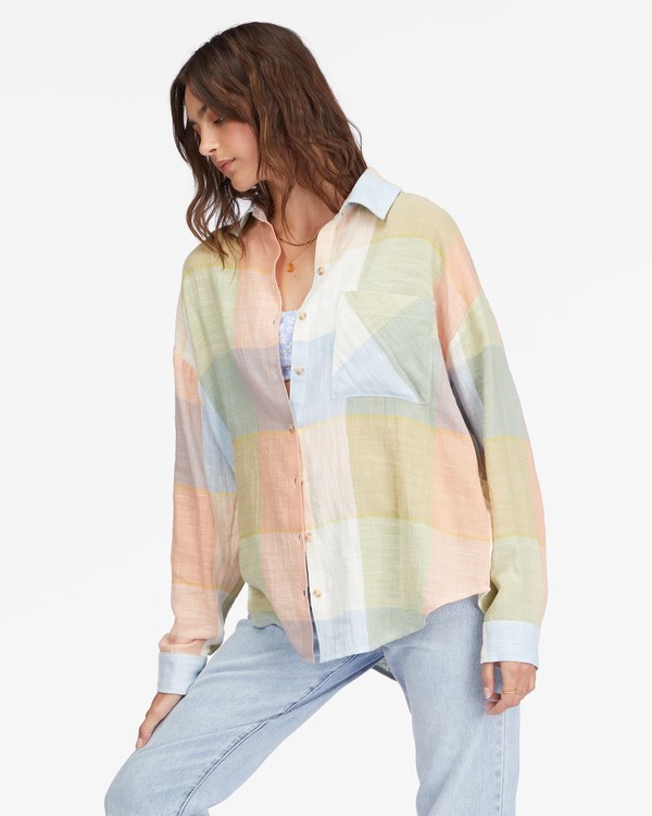 Billabong Easy Breezy Long Sleeve Button-Up Shirt Multi | LQWKSE583