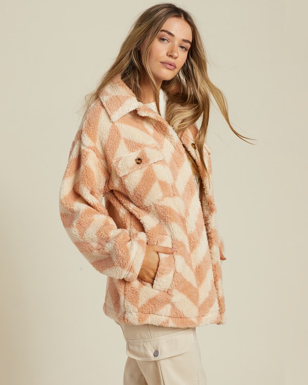 Billabong Fairbanks Button-Up Teddy Bear Jacket Nude Mood | IJTYVX984