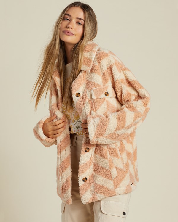 Billabong Fairbanks Button-Up Teddy Bear Jacket Nude Mood | IJTYVX984