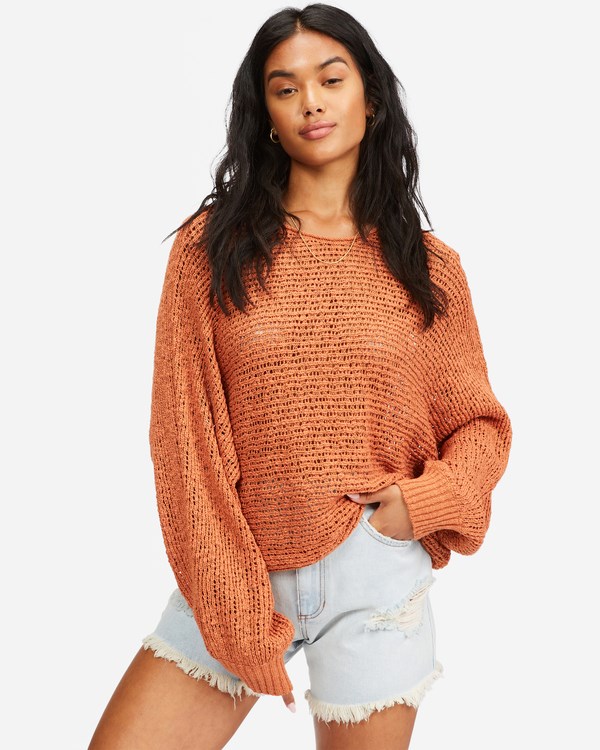 Billabong Forever Golden V-Neck Pullover Sueter Toffee | LOKSGW498