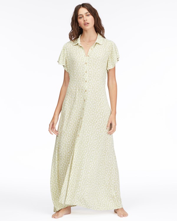 Billabong Garden Party Maxi Shirt Vestido Agave | OVAFXH731