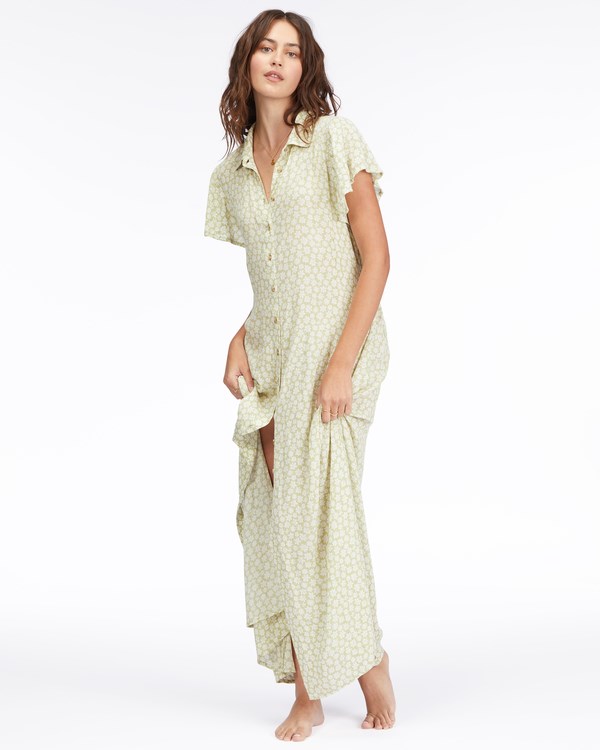 Billabong Garden Party Maxi Shirt Vestido Agave | OVAFXH731