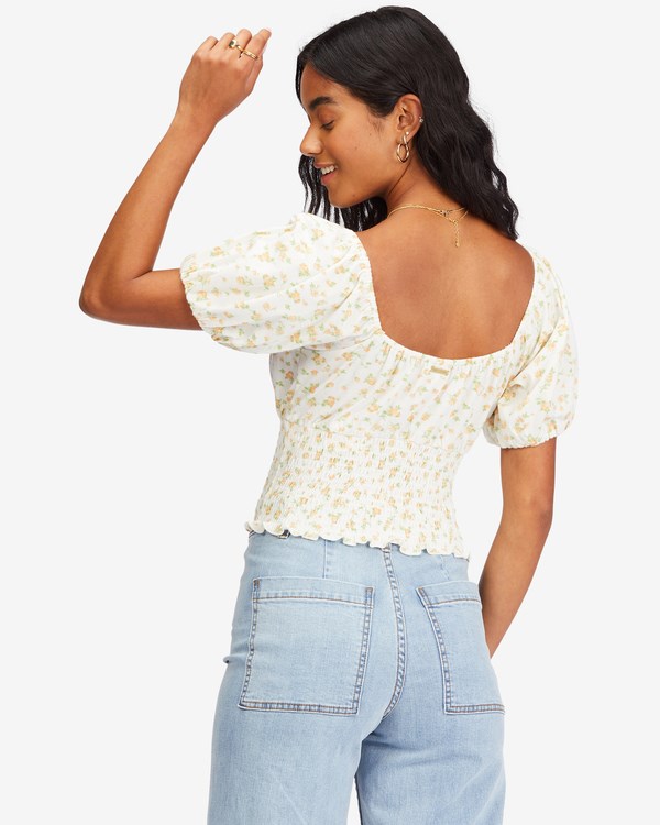 Billabong Get Along Puff Sleeve Top Salt Crystal | WDONEI492