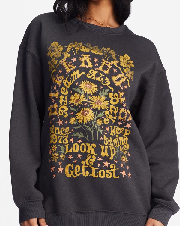 Billabong Golden Wonder Oversized Estampadas Crewneck Sweatshirt Negras | WNXAFO716