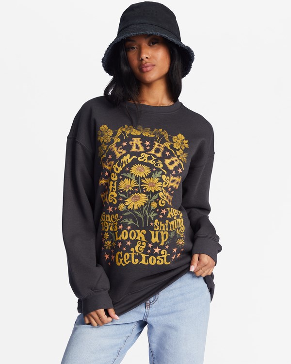 Billabong Golden Wonder Oversized Estampadas Crewneck Sweatshirt Negras | WNXAFO716