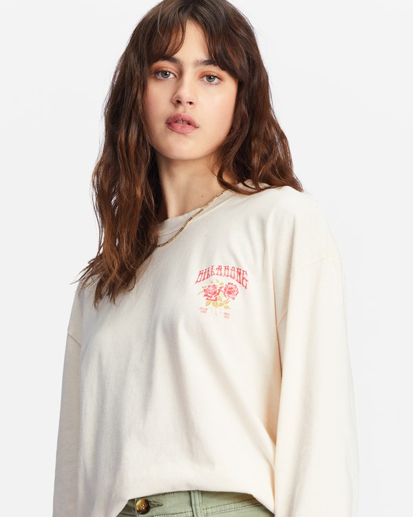 Billabong Handle With Care Long Sleeve Estampadas Boyfriend T-Shirt Blancas | WSJNFQ470