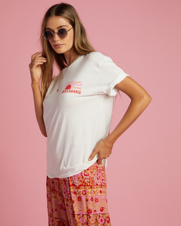 Billabong Happy To Be Here Estampadas Boyfriend T-Shirt Salt Crystal | ZNIECB527