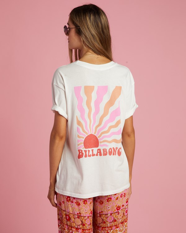 Billabong Happy To Be Here Estampadas Boyfriend T-Shirt Salt Crystal | ZNIECB527