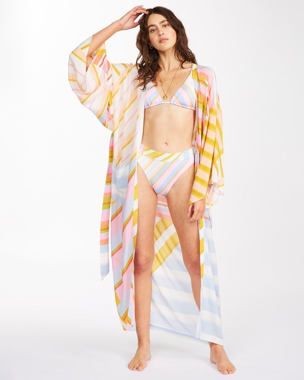 Billabong Head Over Heels Kimono Beach Cover-Up White/Multi | DZPWXR806