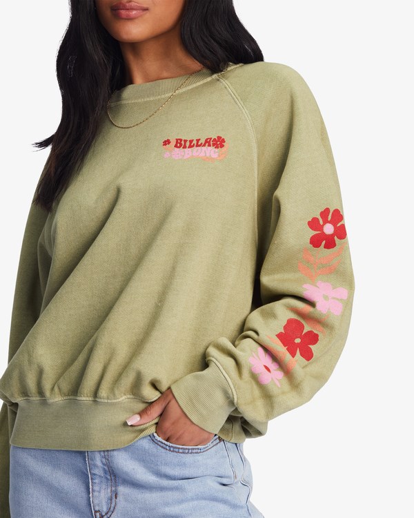 Billabong Here We Go Estampadas Crewneck Sweatshirt Avocado | QYNPEO103