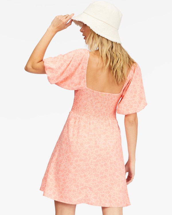 Billabong Loving Life Puff Sleeve Mini Vestido Lifes A Peach | OSFQBI481