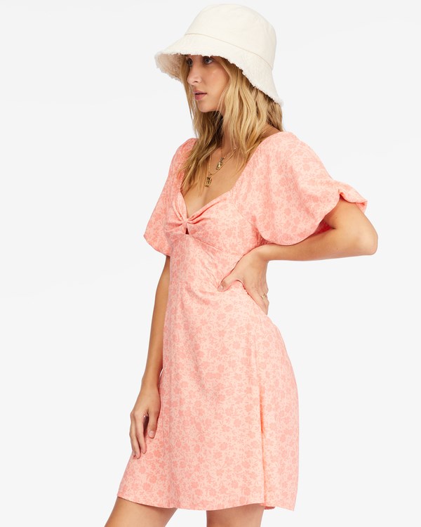 Billabong Loving Life Puff Sleeve Mini Vestido Lifes A Peach | ZSBJNU062