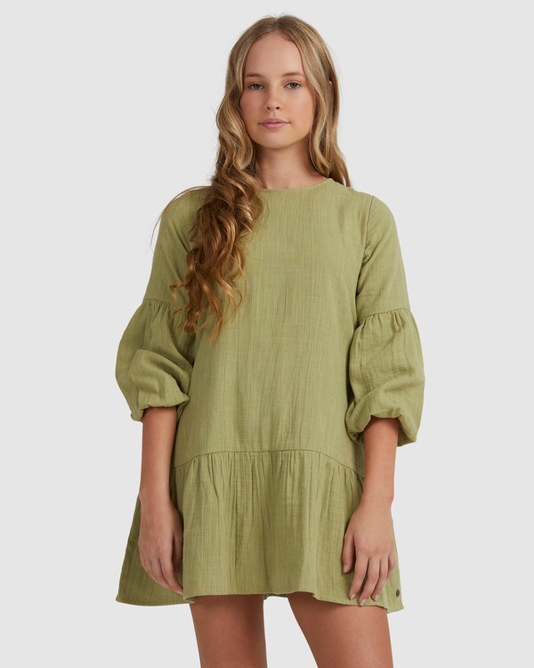 Billabong Mini Wishes Long Sleeve Vestido Avocado | ZUJQAG741