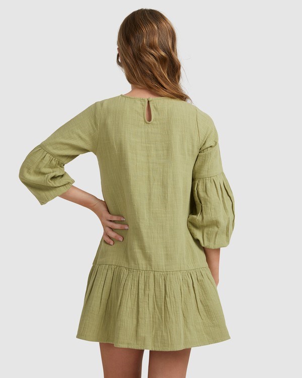 Billabong Mini Wishes Long Sleeve Vestido Avocado | ZUJQAG741