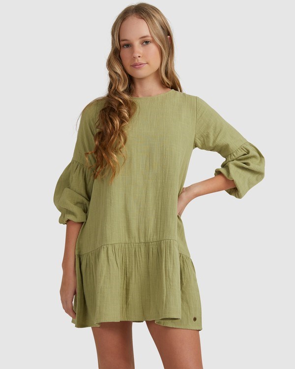 Billabong Mini Wishes Long Sleeve Vestido Avocado | ZUJQAG741