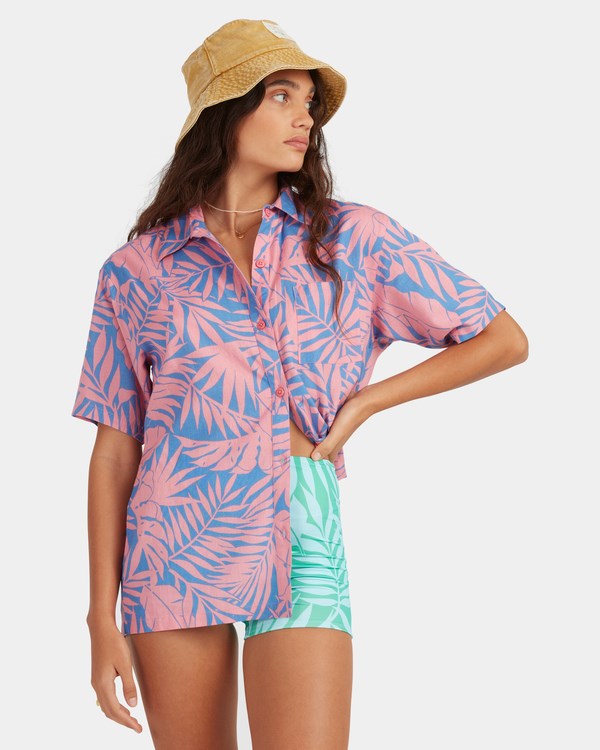 Billabong Mystic Beach Button-Down Shirt Rosas | YUDMWH346