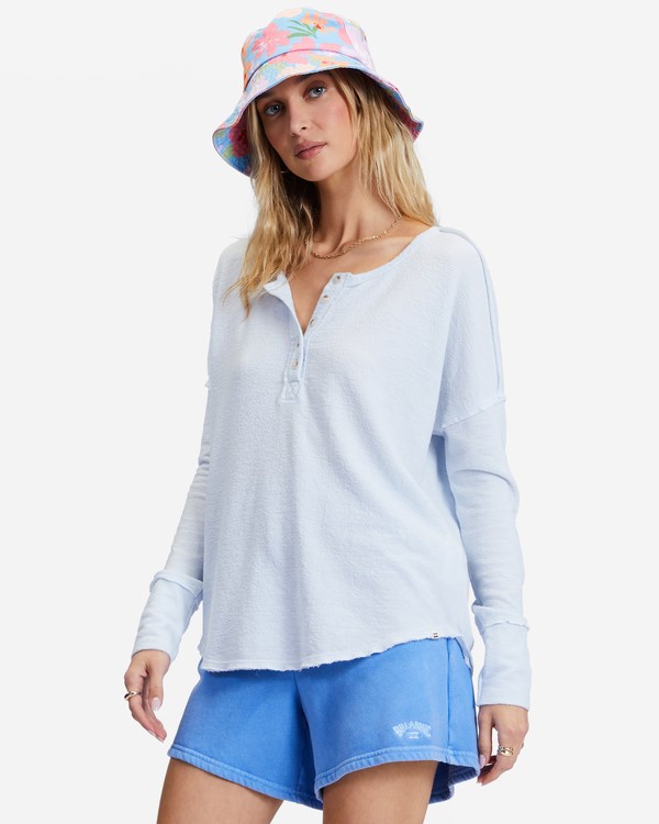 Billabong New Anyday Henley Top Rain Drop | QOBJYT347